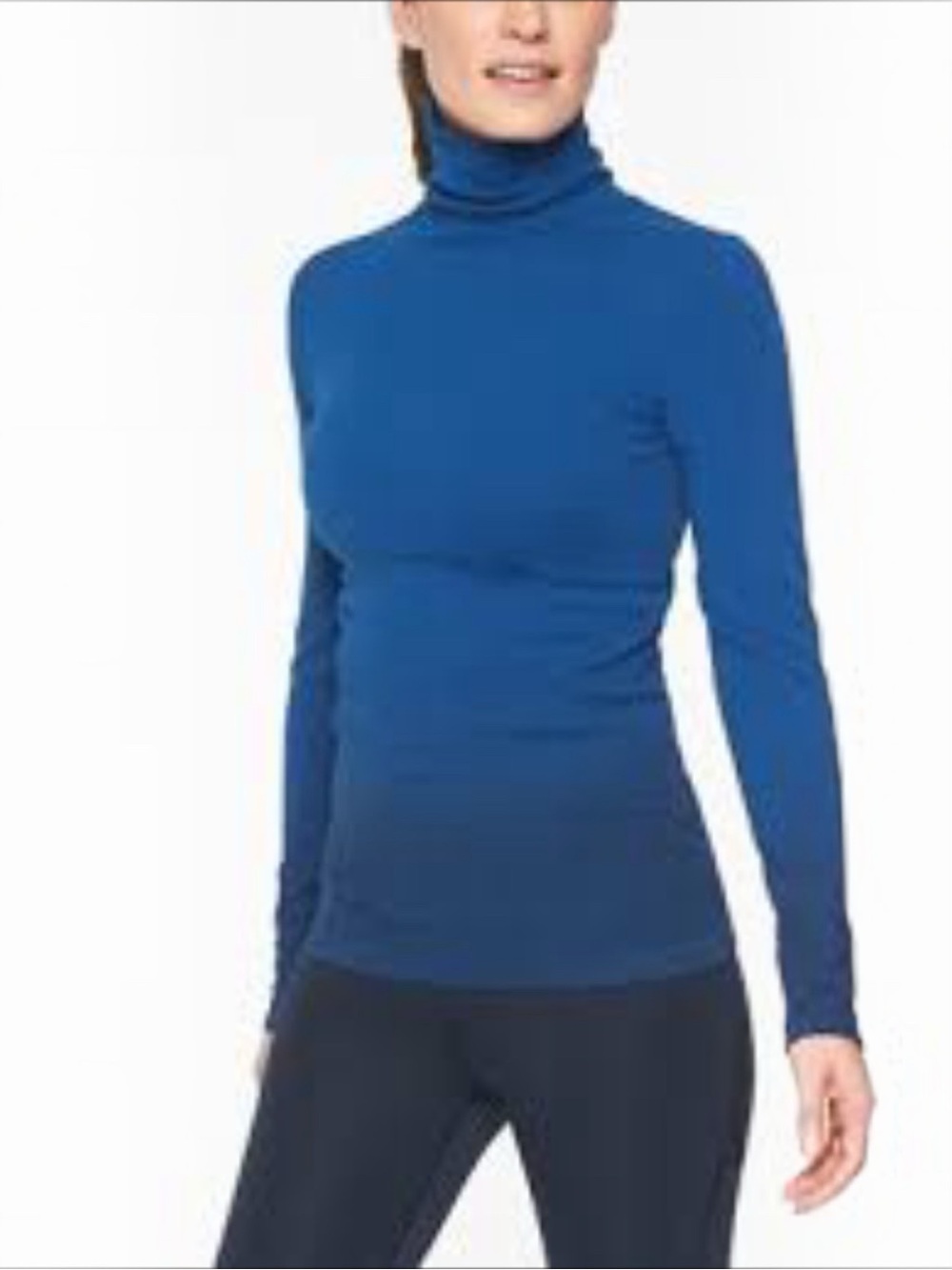 Athleta Flurry Ombre Turtleneck Base Layer Top Long Sleeve Knit Blue Women Sz S